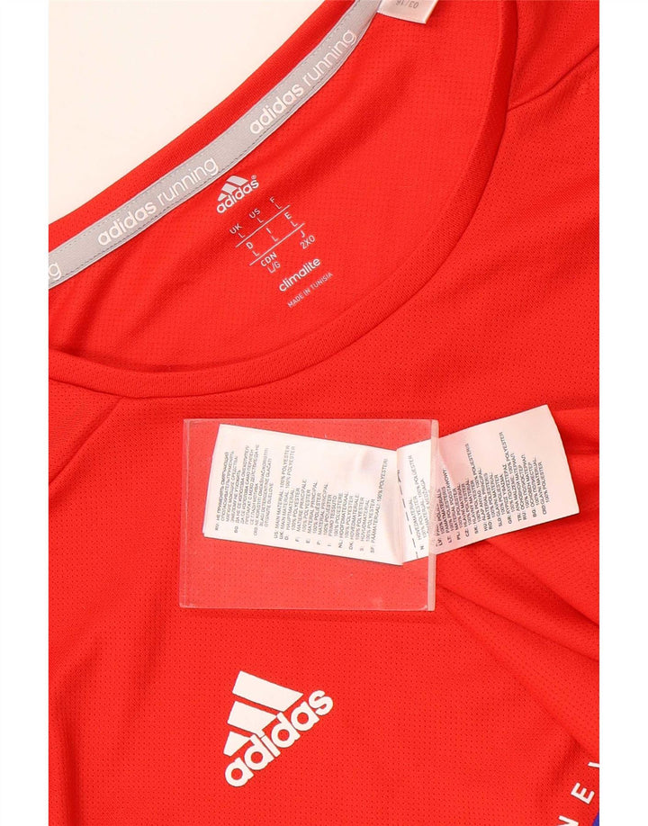 T-shirt grafica Adidas Climalite da uomo, grande, in poliestere rosso