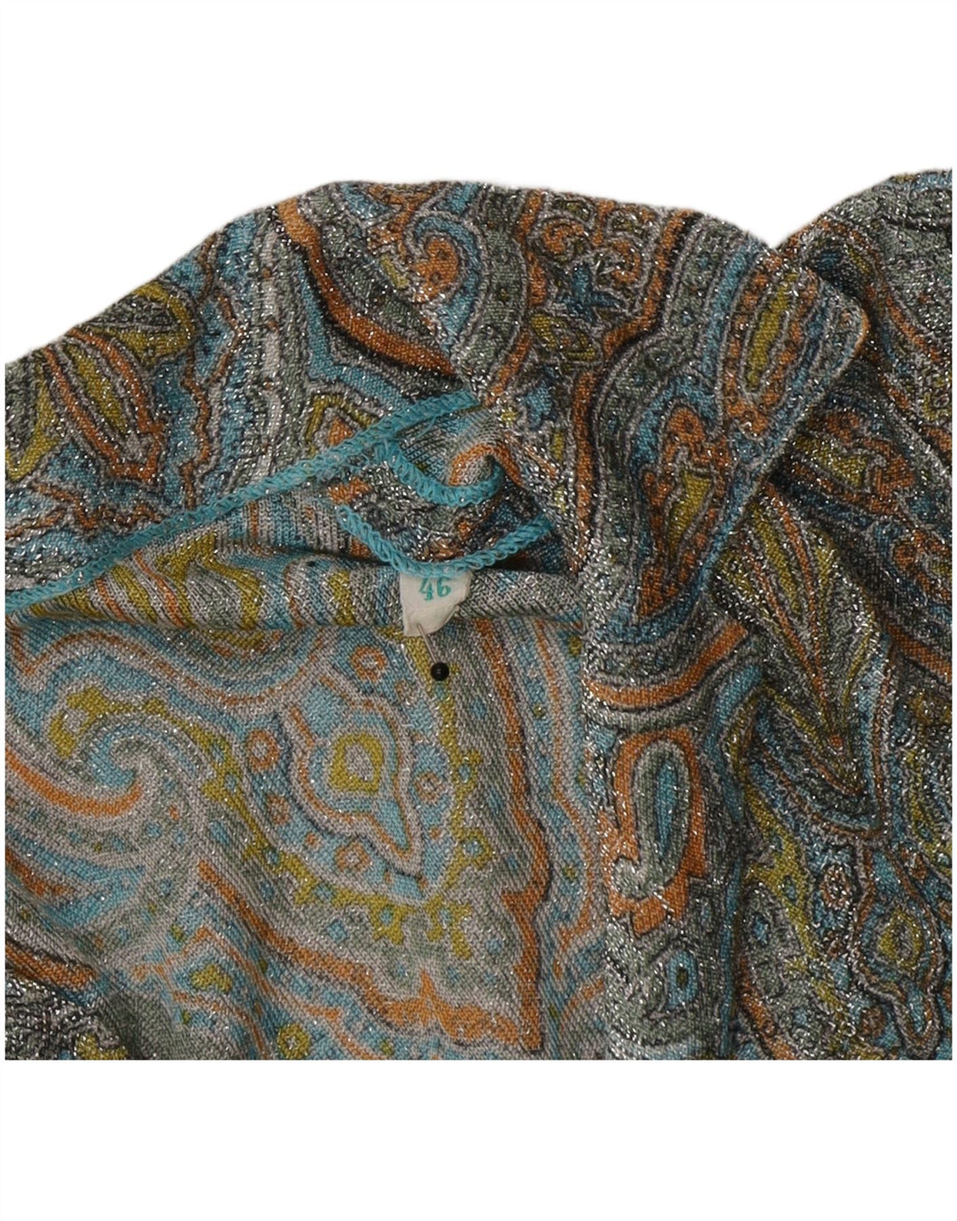 Camicetta camicia vintage da donna IT 46 Grande Paisley multicolore