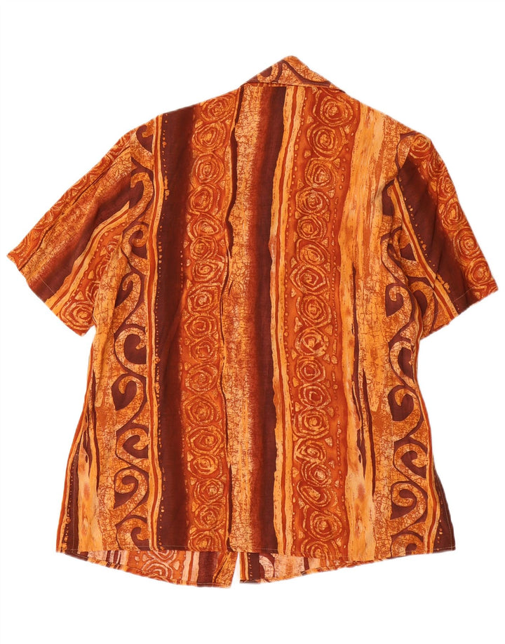 Camicia a maniche corte da donna VINTAGE IT 46 Large in viscosa geometrica marrone