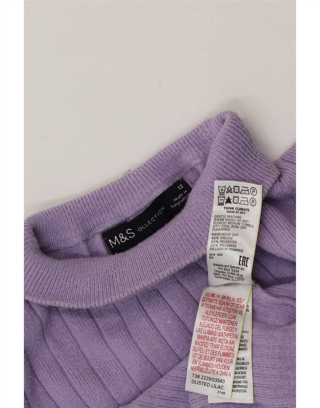 Maglione maglione a collo alto da donna Marks & Spencer UK 12 Viola medio