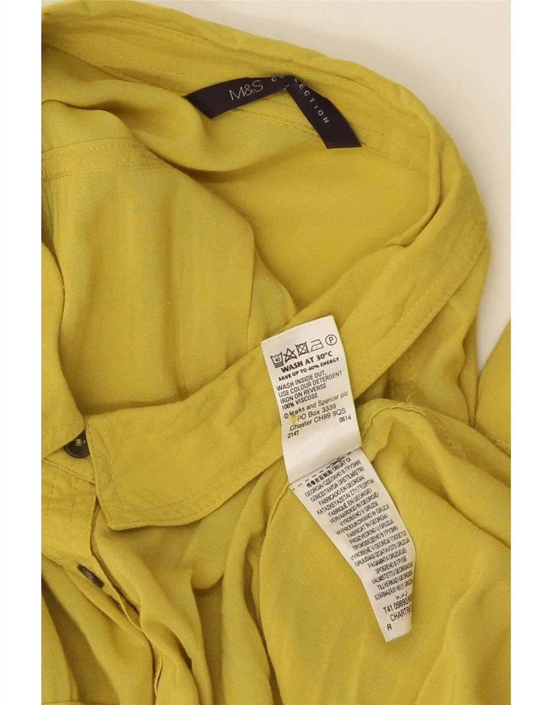 Camicetta camicia da donna Marks & Spencer UK 20 2XL Viscosa gialla
