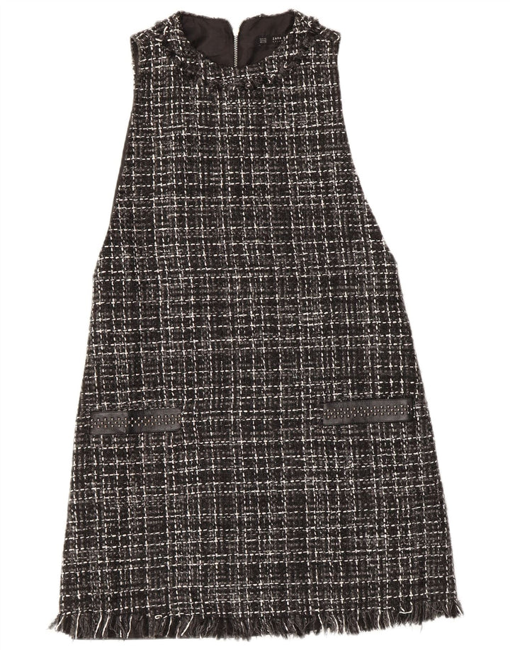 Abito a trapezio senza maniche da donna Zara UK 6 XS acrilico nero a quadri