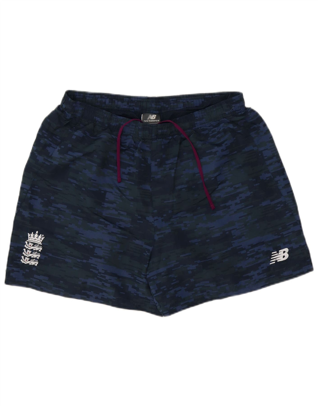 Pantaloncini da bagno da uomo New Balance Large in poliestere mimetico blu navy