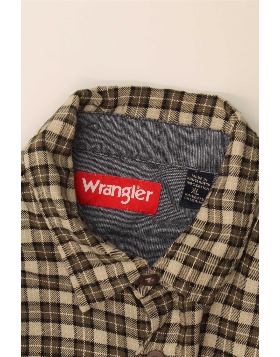 Camicia da uomo in flanella Wrangler XL in cotone a quadri kaki