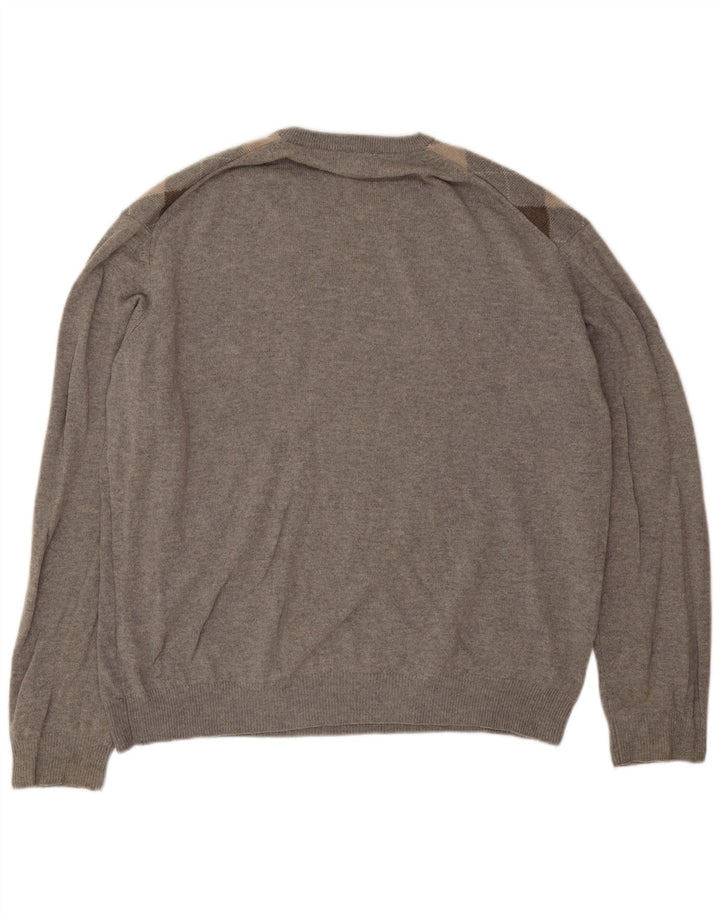 Maglione da uomo con scollo a V Marks & Spencer 2XL Grigio a rombi/diamante