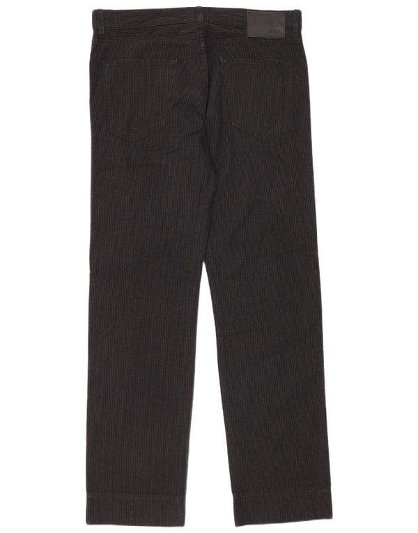 Pantaloni di velluto a coste regolari da uomo Hugo Boss W35 L33 cotone nero
