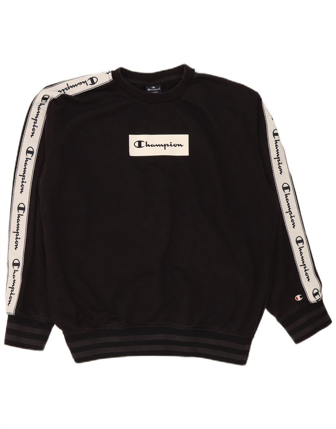 Felpa grafica da uomo Champion, maglione grande, cotone color block nero