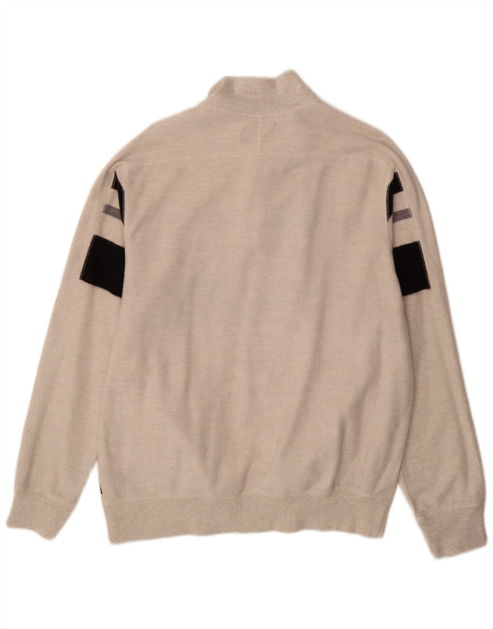 Felpa Chaps da uomo con collo abbottonato, maglione XL, cotone color block grigio