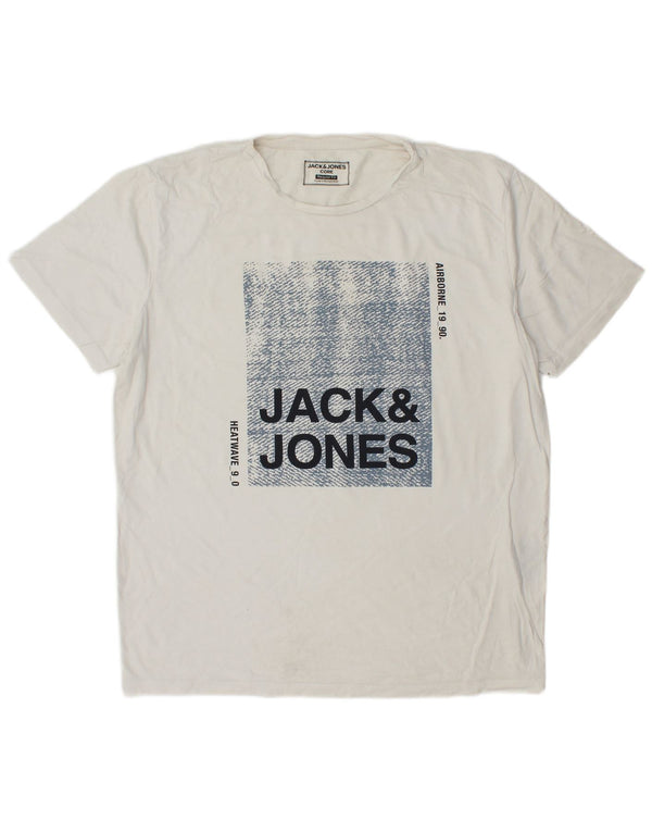 JACK & JONES T-shirt grafica da uomo vestibilità regolare XL in cotone bianco