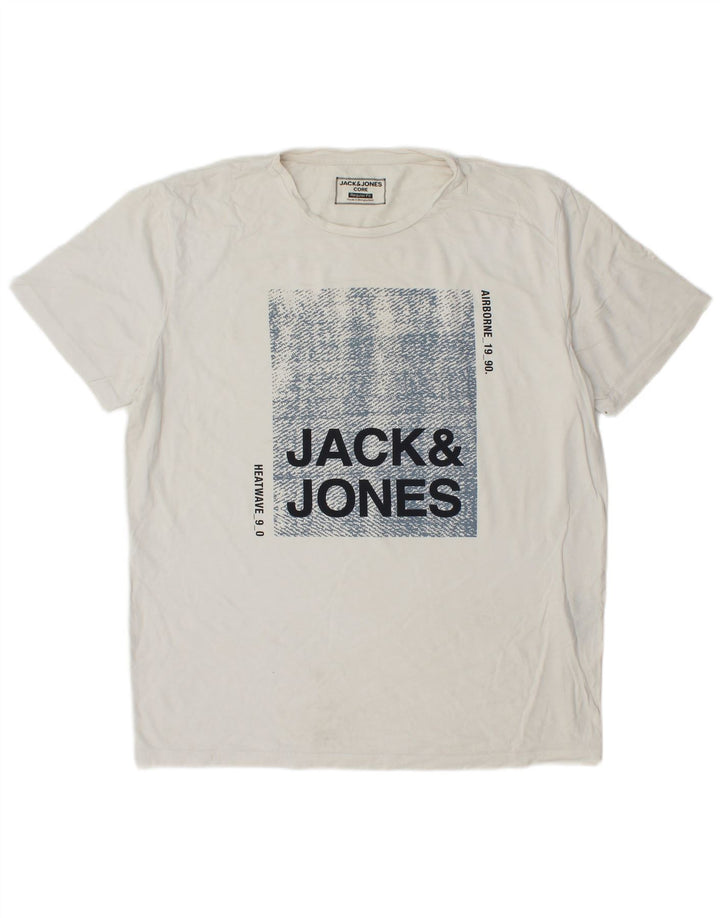 JACK & JONES T-shirt grafica da uomo vestibilità regolare XL in cotone bianco