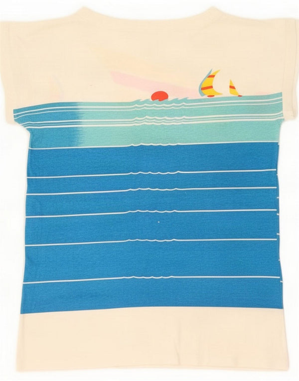 T-shirt grafica da donna vintage Top UK 16 Large Bianco