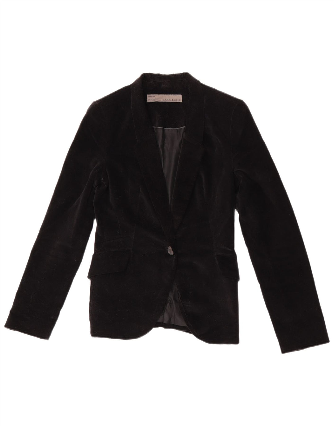 Giacca blazer in velluto a 1 bottone da donna Zara UK 6 XS nera