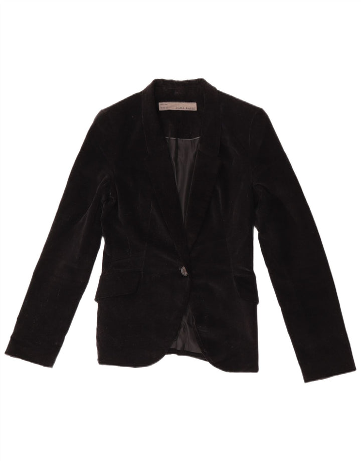 Giacca blazer in velluto a 1 bottone da donna Zara UK 6 XS nera