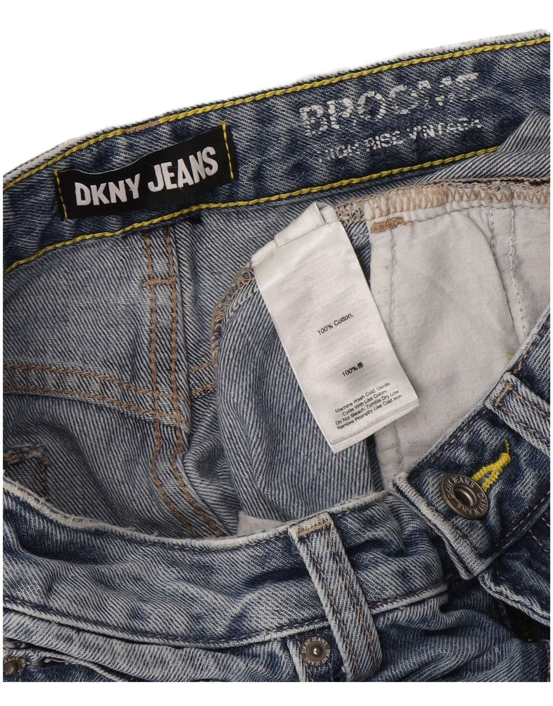 Jeans affusolati a vita alta da donna Dkny W28 L27 cotone blu