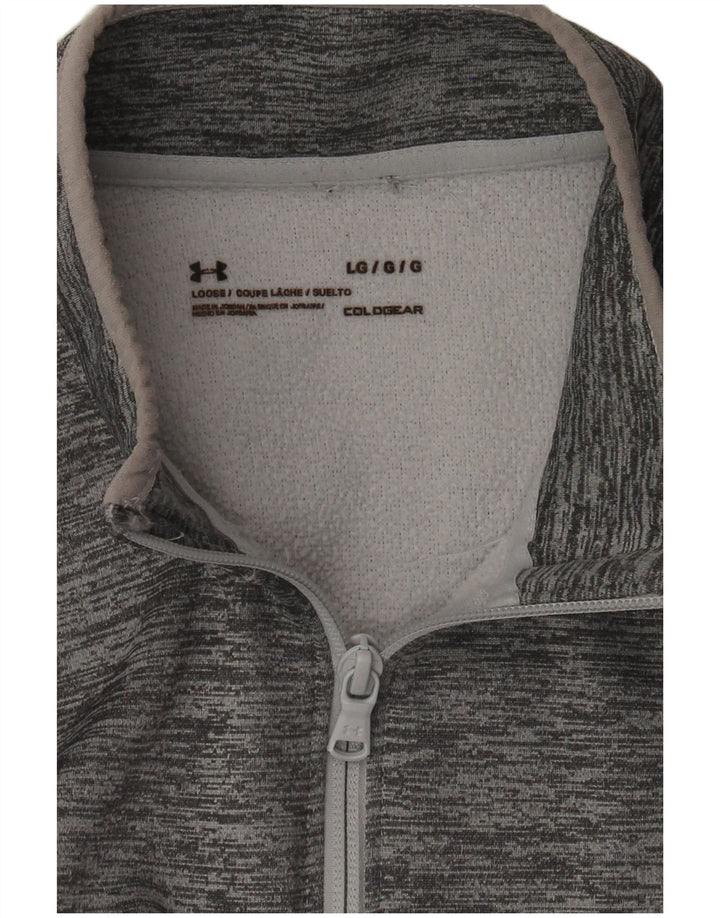 Under Armour Uomo Cold Gear Pullover Tuta da ginnastica Top Large Grigio screziato