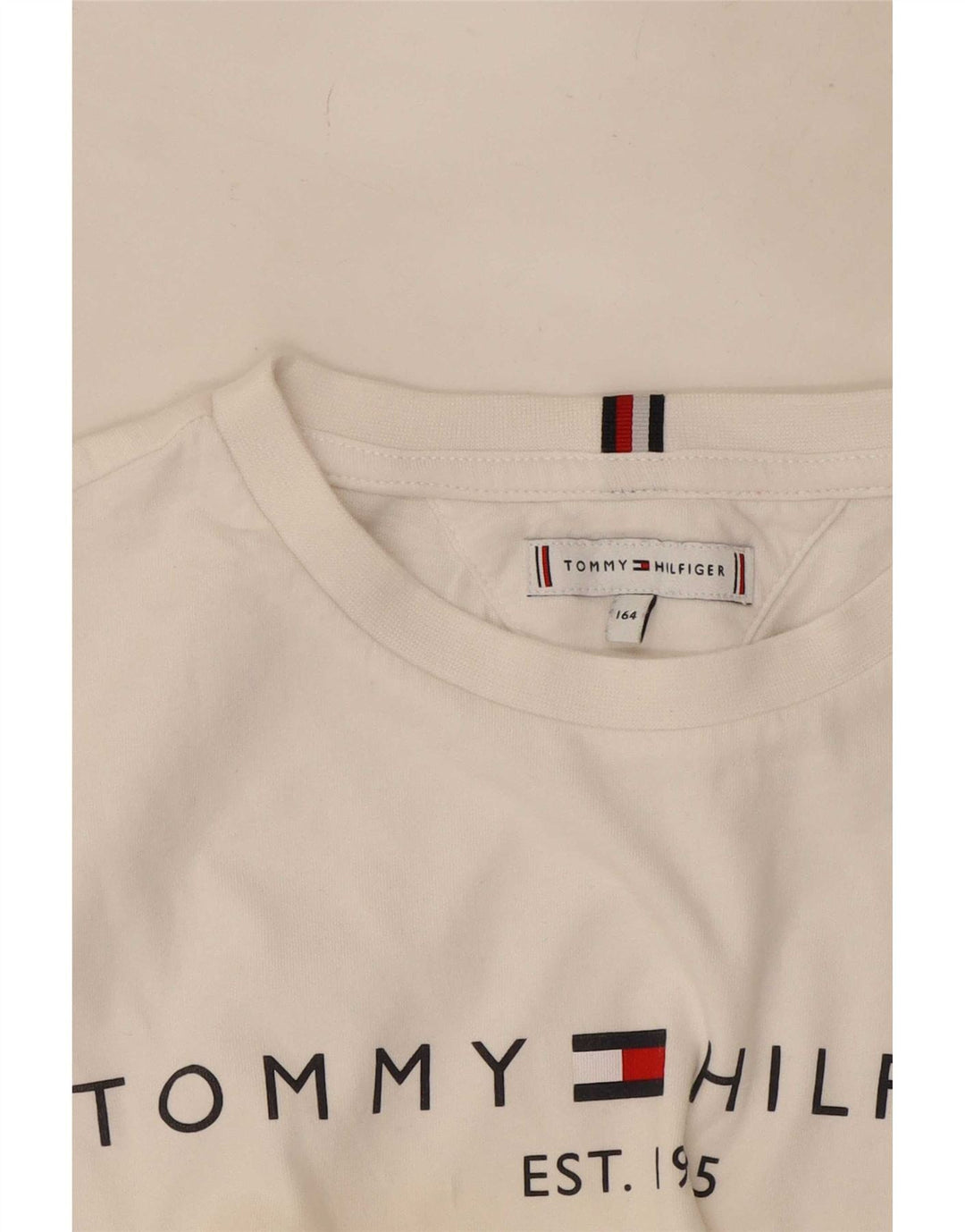 Tommy Hilfiger Maglietta grafica da ragazzo a manica lunga 13-14 anni Bianca