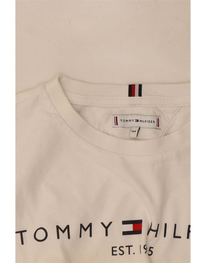 Tommy Hilfiger Maglietta grafica da ragazzo a manica lunga 13-14 anni Bianca
