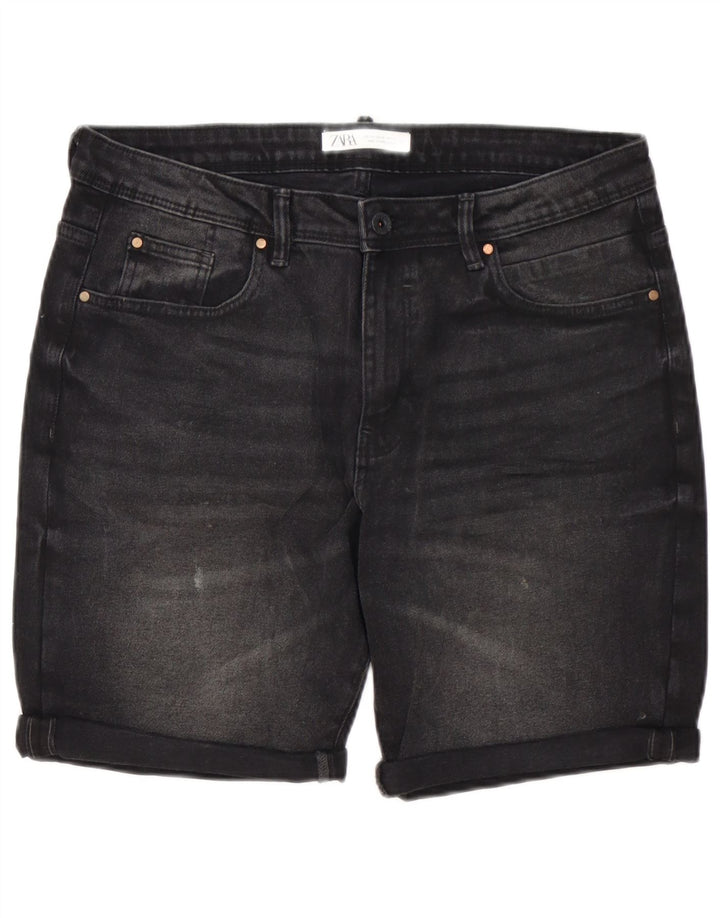 Pantaloncini di jeans da uomo Zara EU 44 Large W34 cotone nero