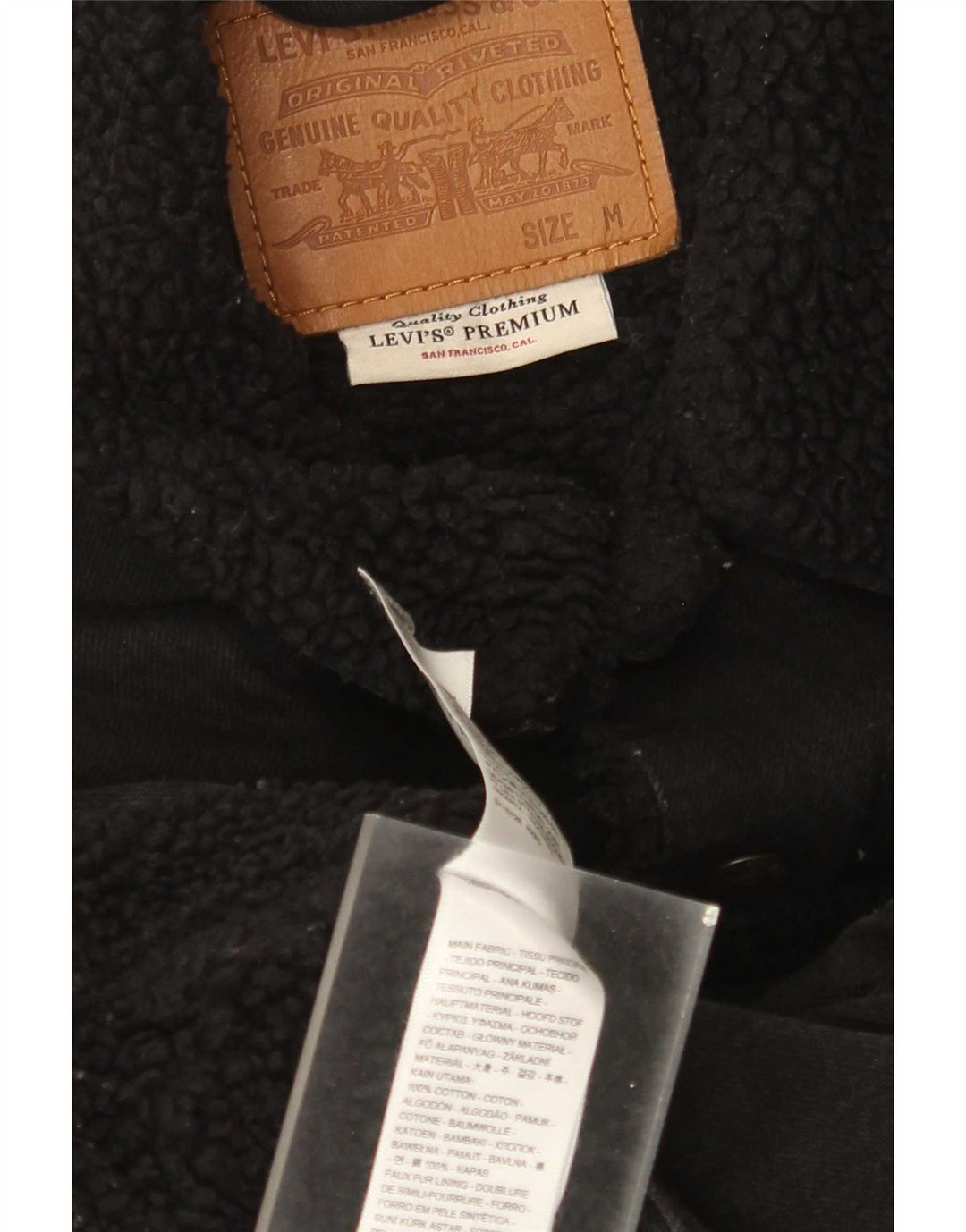 Giacca Levi's da uomo in denim sherpa UK 38 cotone nero medio