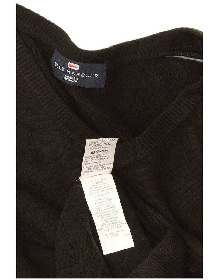 Maglione maglione con scollo a V Marks & Spencer da uomo blu medio nero