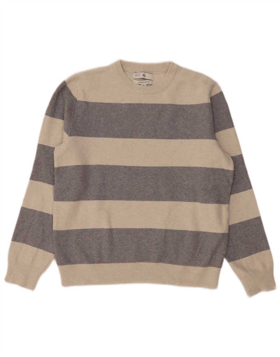 Maglione maglione girocollo da donna Marks & Spencer UK 14 Grigio medio a righe