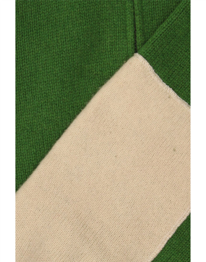 Maglione cardigan grafico da uomo VINTAGE in lana color block verde medio
