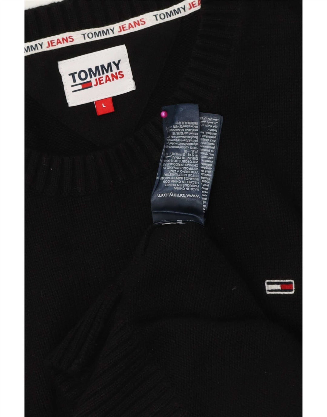 Maglione maglione girocollo da uomo Tommy Hilfiger grande cotone nero