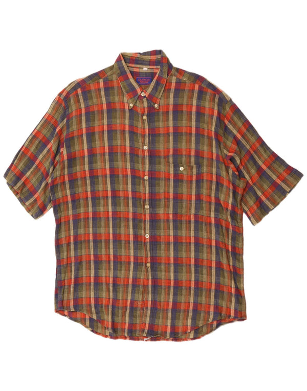 Camicia a maniche corte da uomo Missoni 2XL in cotone a quadri verdi