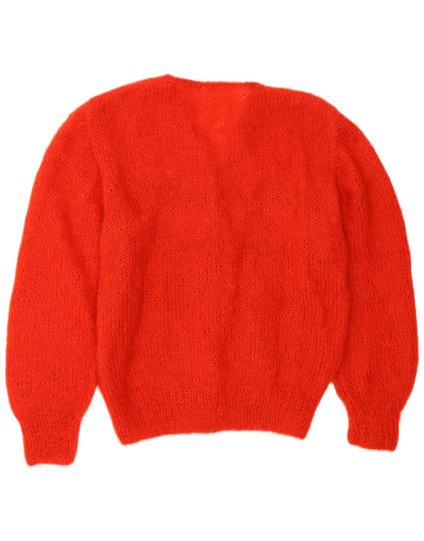 Maglione cardigan da donna VINTAGE UK 16 Grande rosso a rombi/diamante