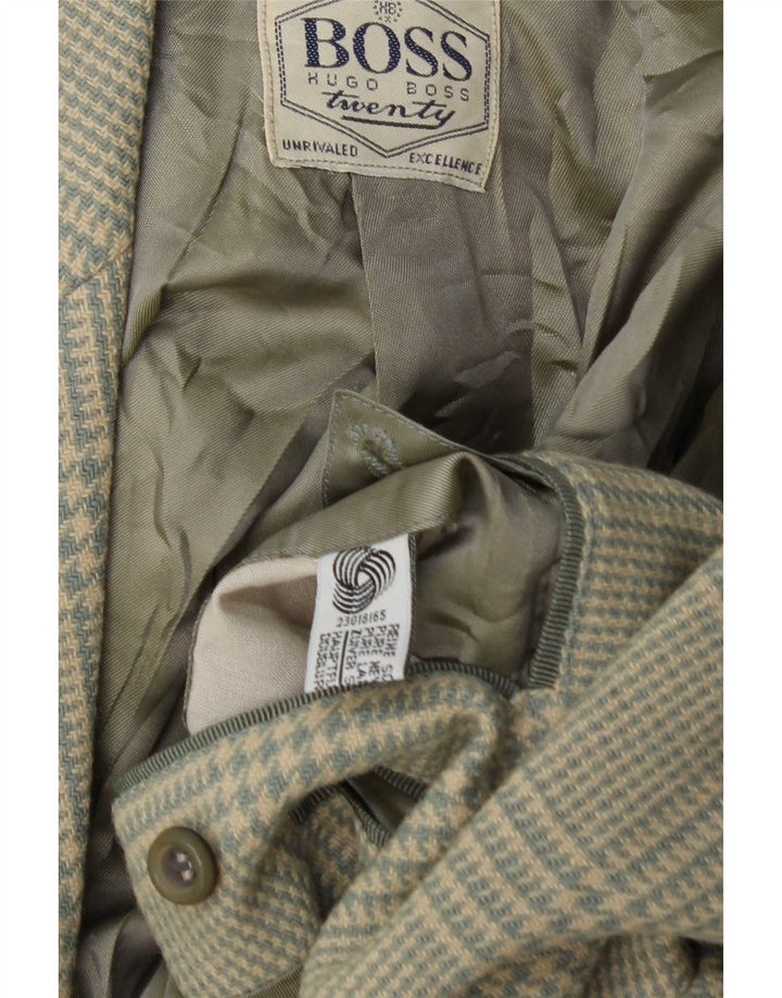 Giacca blazer da uomo a 2 bottoni Hugo Boss UK 38 lana a quadri verde medio