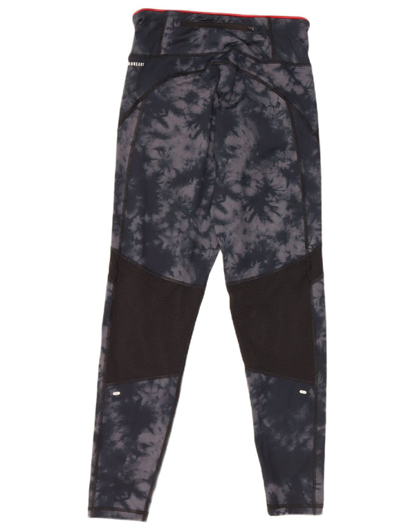 Leggings Adidas Aeroready da donna UK 10 Small Navy Blue Tie Dye Poliestere