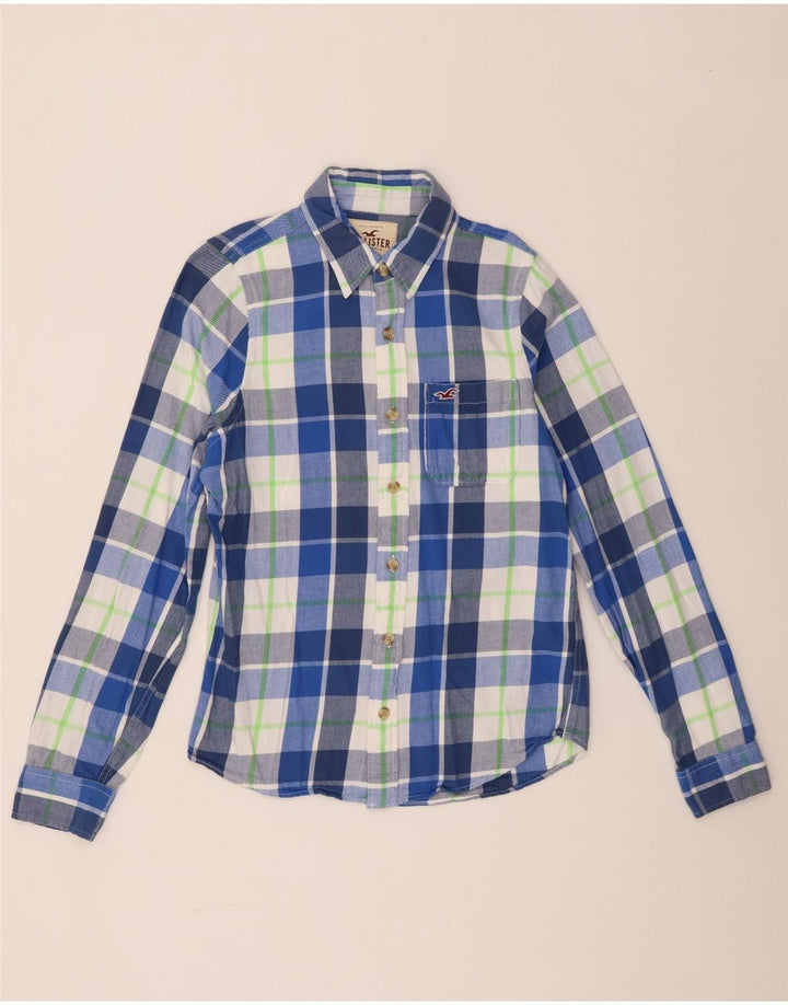 Camicia Hollister da uomo in flanella di cotone a quadri blu medio