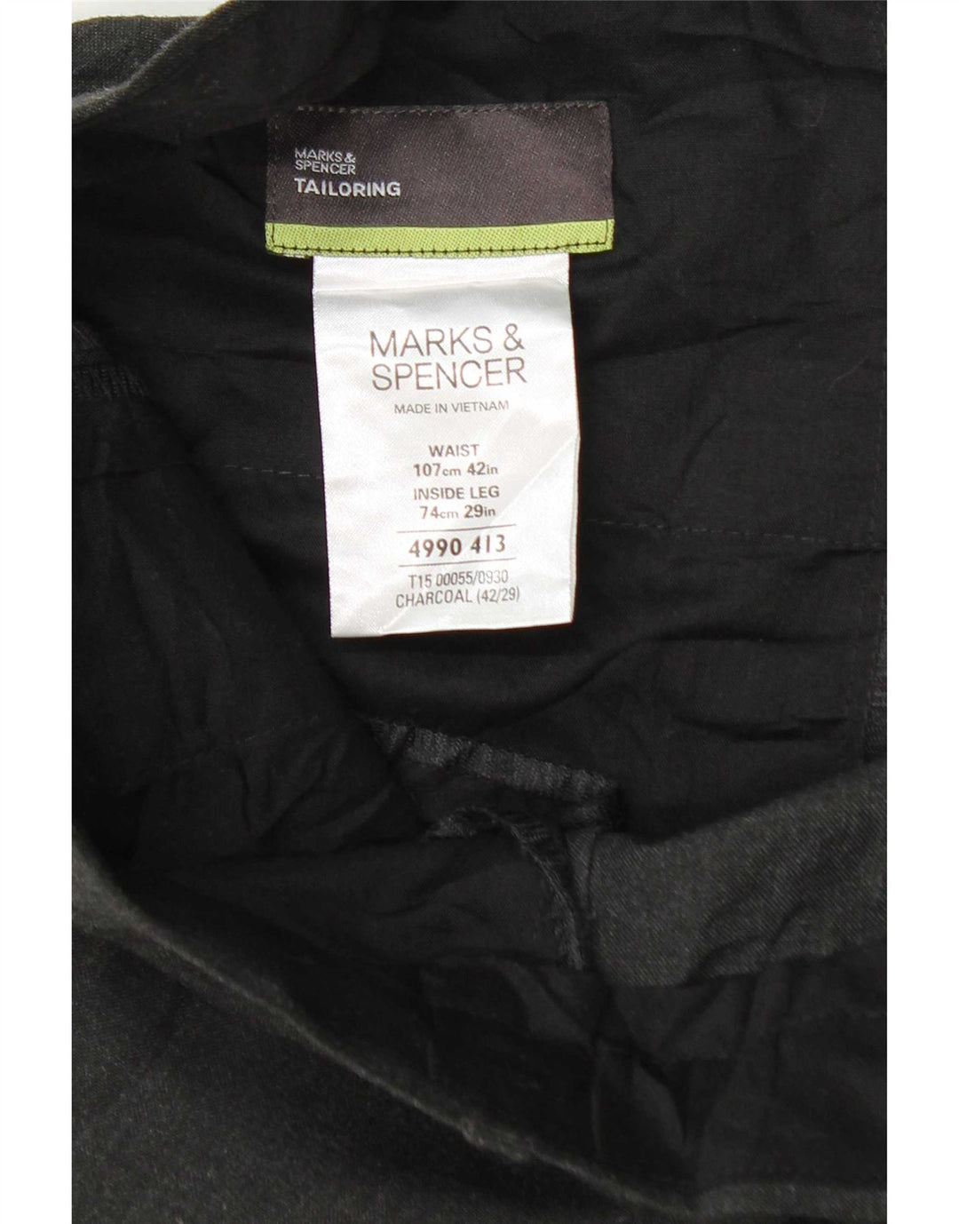 Pantaloni da abito affusolati da uomo Marks & Spencer W42 L29 Poliestere grigio