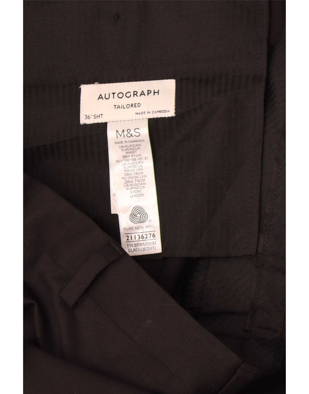 Pantaloni da abito dritti autografi da uomo Marks & Spencer W36 L26 lana nera