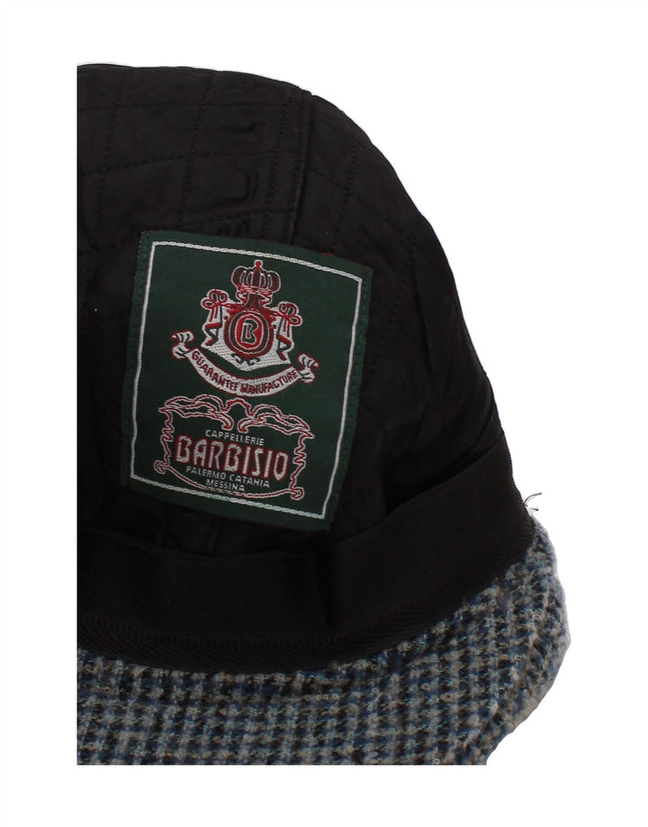 BARBISIO Mens Flat Cap Medium Blue Houndstooth Wool Vintage Barbisio and Second-Hand Barbisio from Messina Hembry 