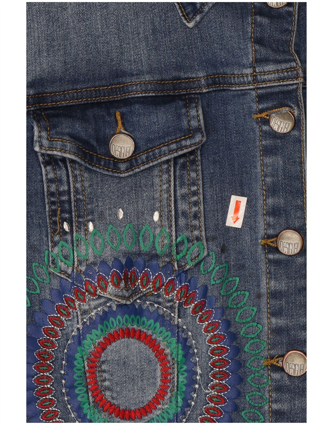 Desigual Donna Graphic Crop Giacca di jeans EU 42 Large Blu Poliestere