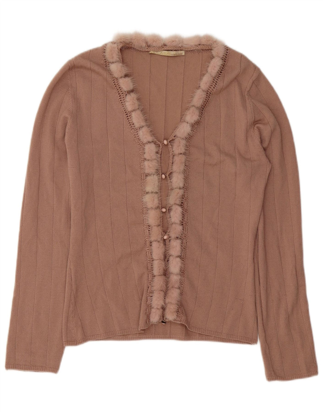Maglione cardigan da donna Roberto Cavalli UK 12 Mohair marrone medio