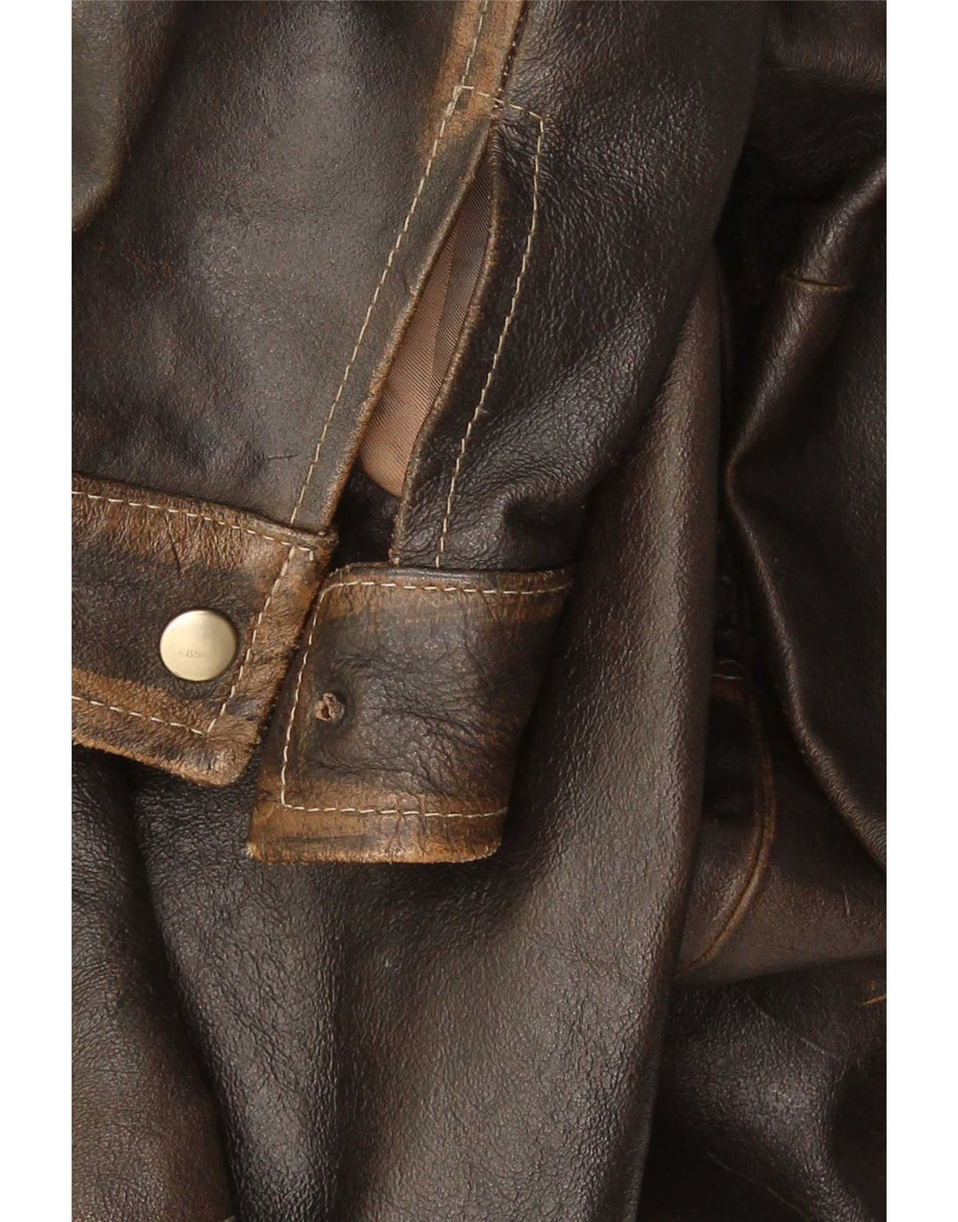 Giacca in pelle vintage da uomo IT 48 Marrone medio