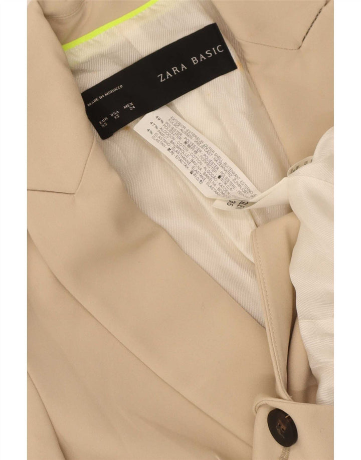 Giacca blazer a 1 bottone da donna Zara UK 6 XS poliestere beige