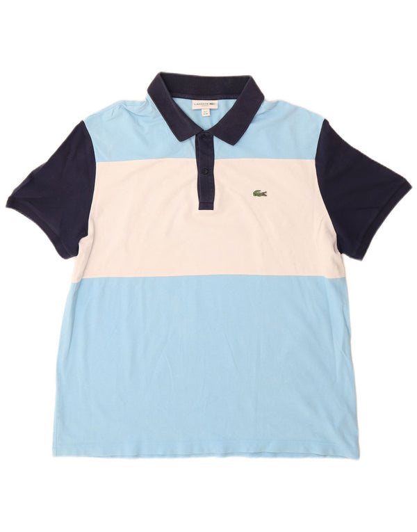 Polo da uomo slim fit Lacoste taglia 7 2XL cotone color block blu