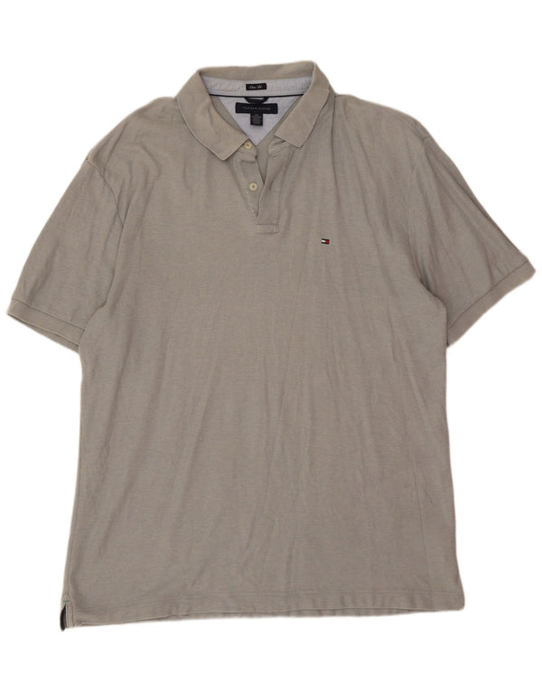 Polo slim fit da uomo Tommy Hilfiger 2XL in cotone grigio