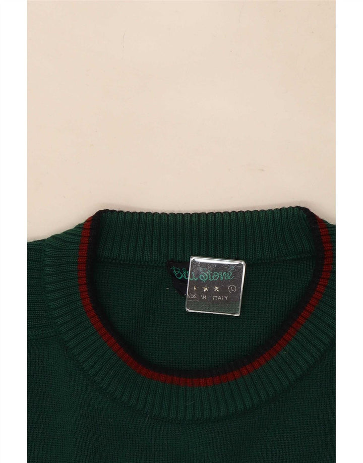 Maglione maglione girocollo con grafica vintage da uomo grande verde