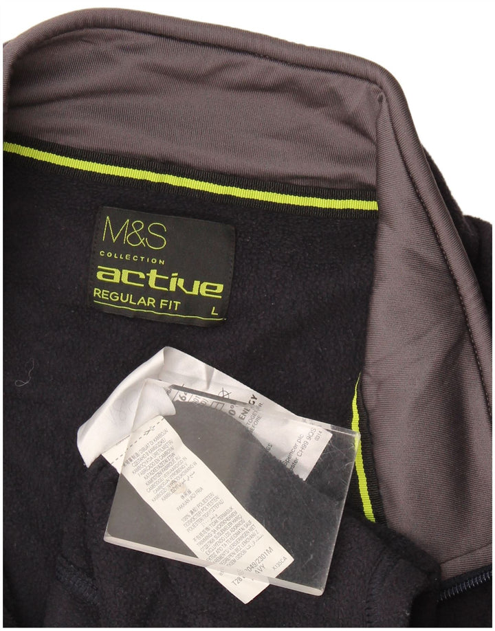 Giacca in pile Marks & Spencer da uomo dalla vestibilità regolare UK 40 Large Blu Navy