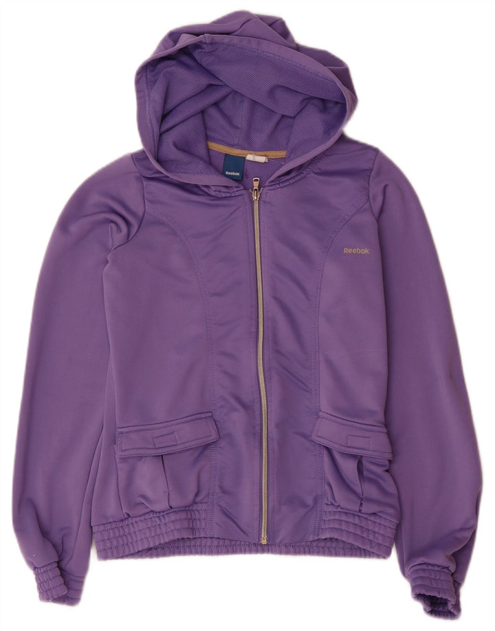 Maglione con cappuccio e zip da donna Reebok UK 12 Poliestere viola medio