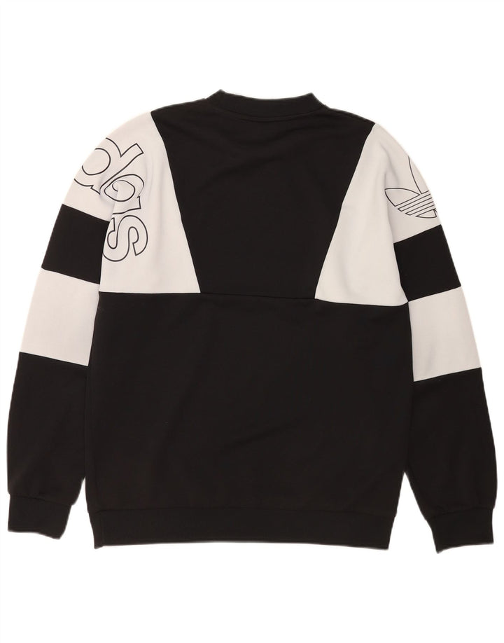 Felpa grafica da uomo Adidas, maglione, colore nero medio, in poliestere a blocchi di colore