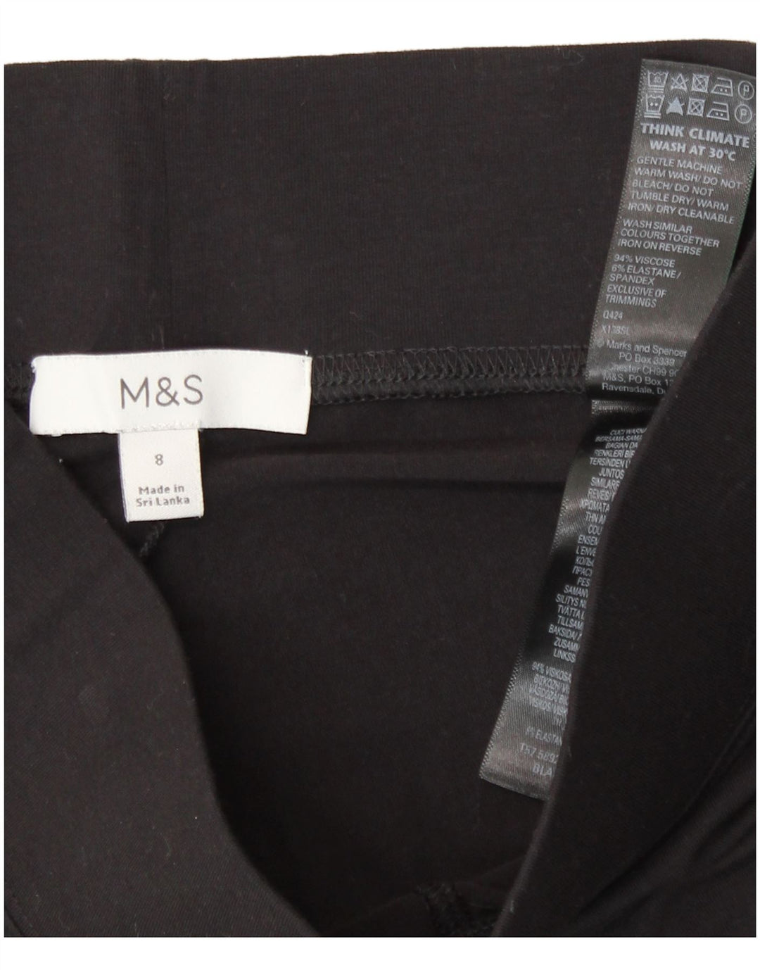 Leggings corti da donna Marks & Spencer UK 8 piccoli in viscosa nera
