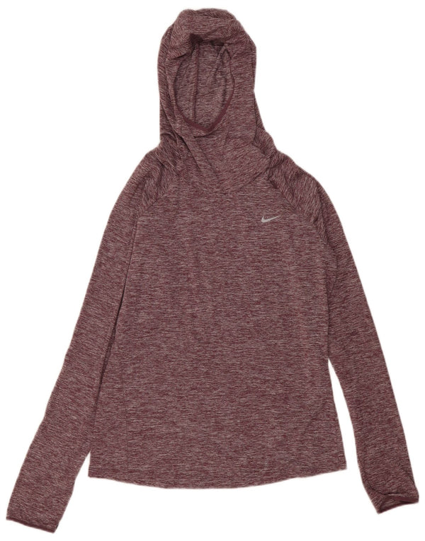 Maglia da running Nike Dri Fit da donna a maniche lunghe UK 14 medio bordeaux screziato