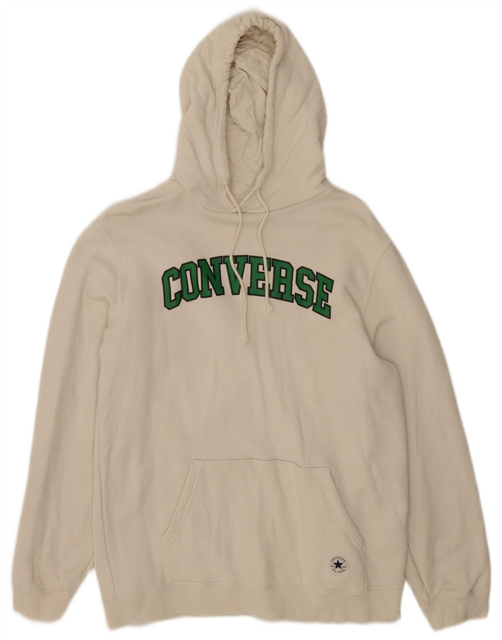 Maglione con cappuccio grafico da uomo Converse in cotone bianco medio