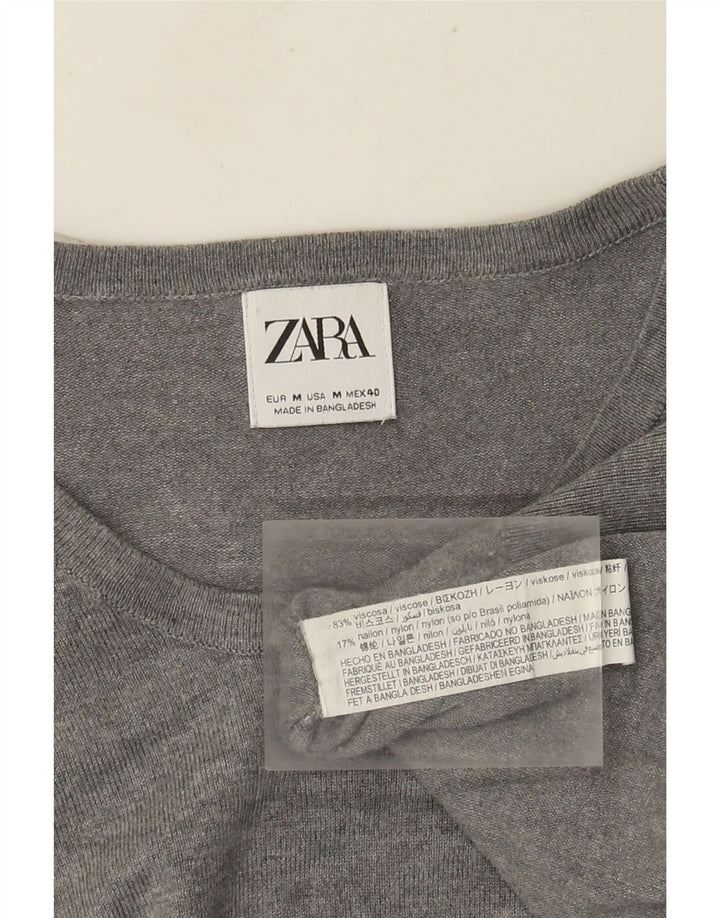 Maglione Zara da uomo girocollo in viscosa grigio medio