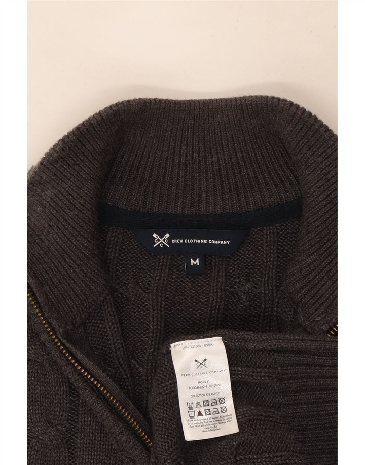 Crew Clothing Maglione da uomo con zip e collo in cotone grigio medio